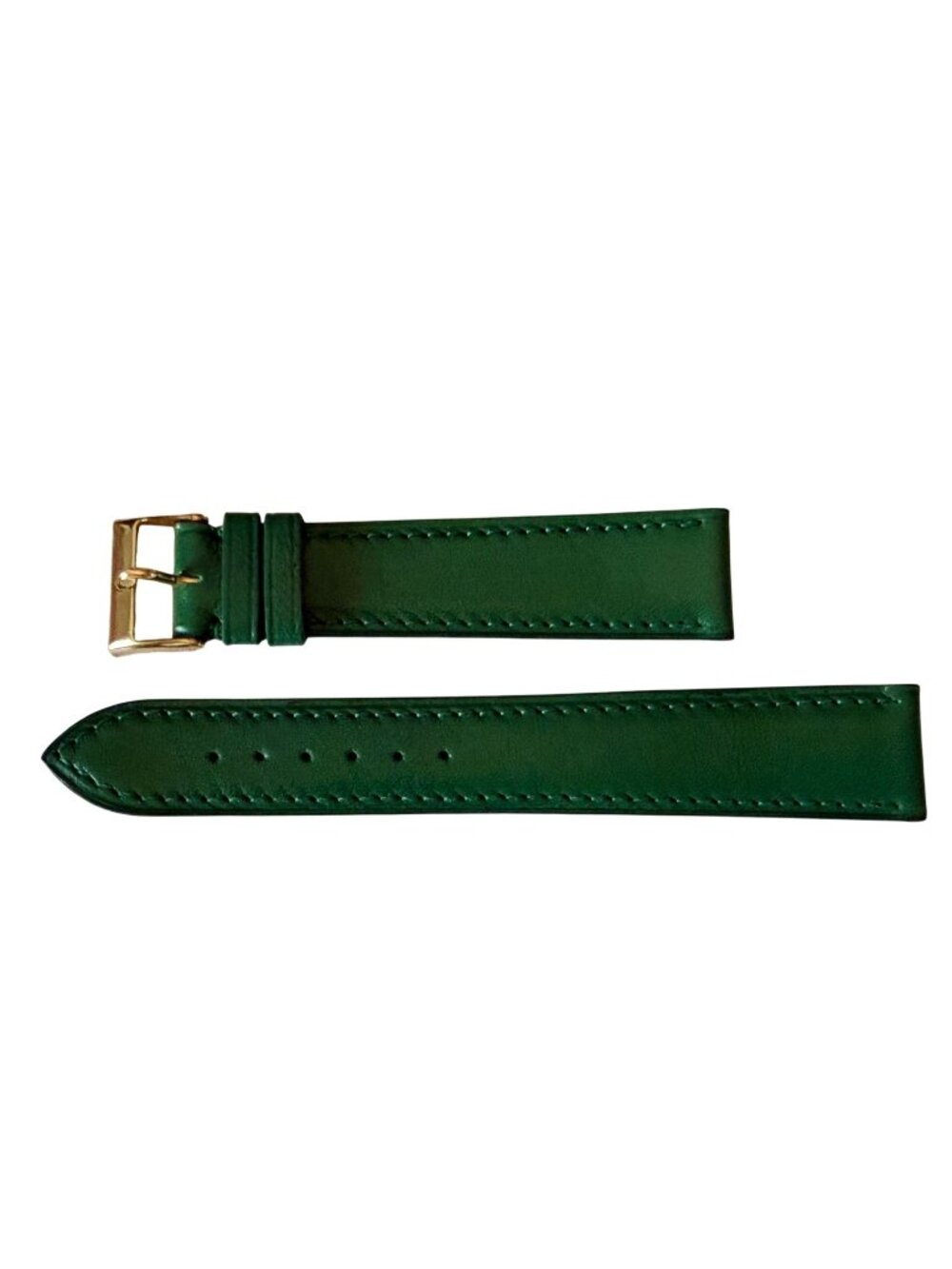 Vintage Green Leather Wrist Watch Strap Band Gold Buckle 18mm Width